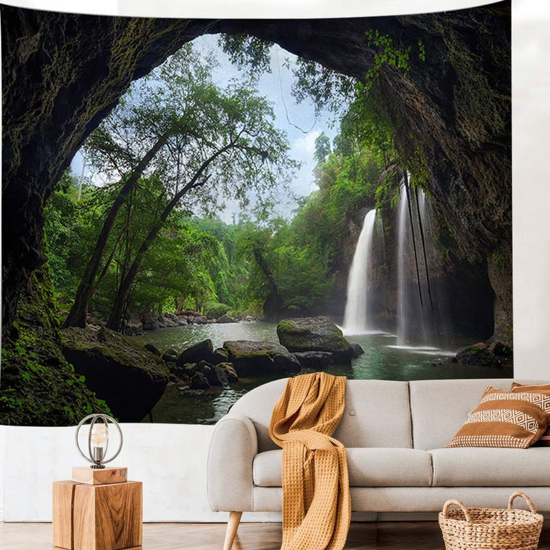 Llamazing Forest Home Decor Tapestry - Living Room Bedroom Decoration Curtain for Landscape and Magic (Waterfall, 78''L60''W) - Image 2